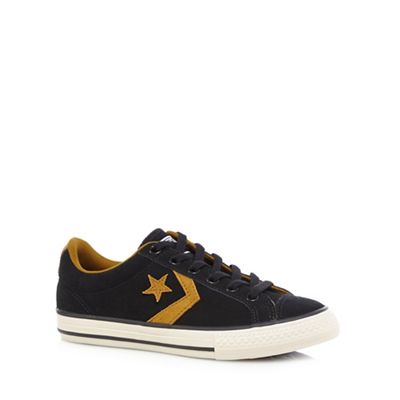 Boys' black leather trainers